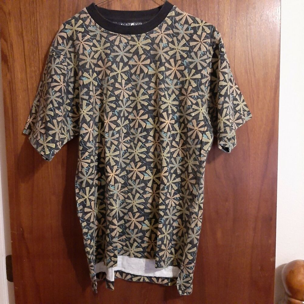 Vintage 90s Ron Jon Short Sleeved Men's Shirt Stars Helicopter Starburst Medium